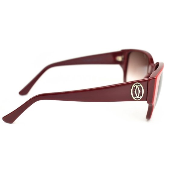 CARTIER Burgundy/Red & Double C Logo Sunglasses nm - Picture 6 of 10